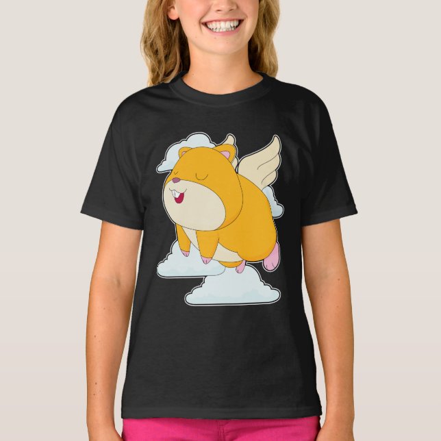Hamster Angel wings Clouds T-Shirt (Front)