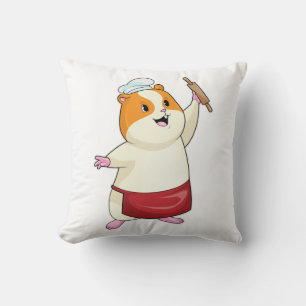 Hamster as Baker with Rolling pin Cushion