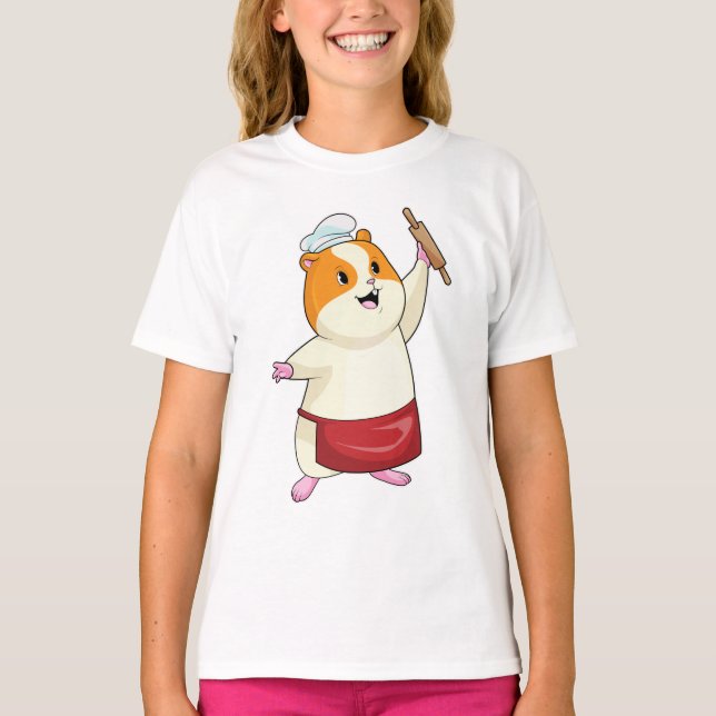 Hamster as Baker with Rolling pin T-Shirt (Front)