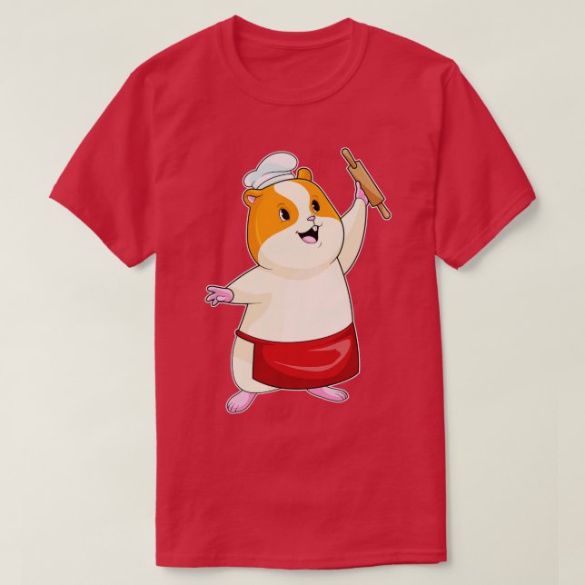 Hamster As Baker With Rolling Pin  T-Shirt (Design Front)