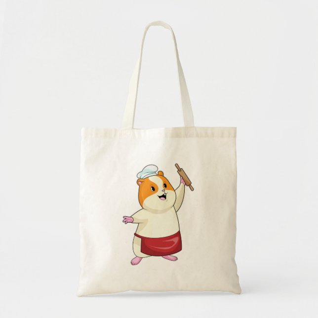 Hamster as Baker with Rolling pin Tote Bag (Front)