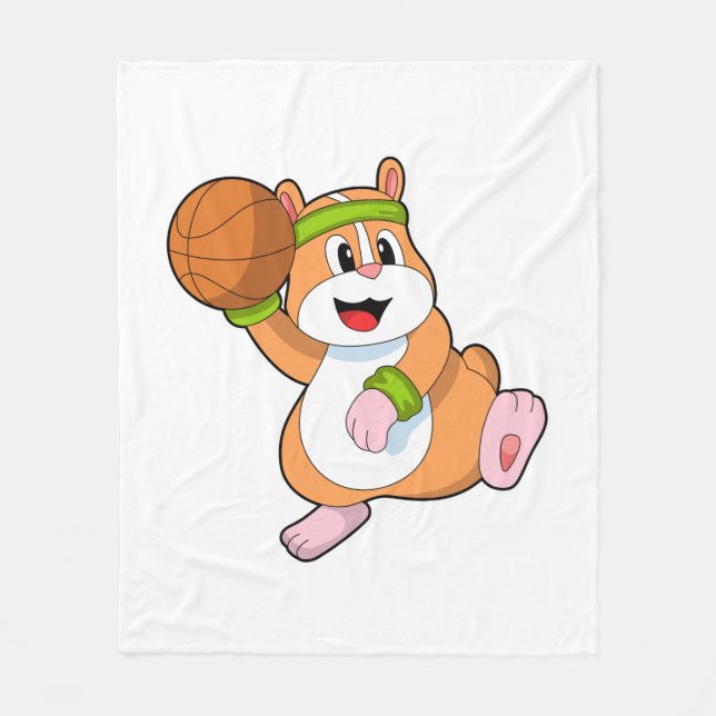 Hamster as Basketball player with Basketball Fleece Blanket (Front)