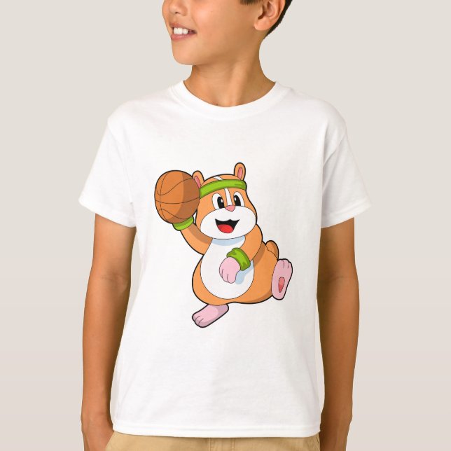 Hamster as Basketball player with Basketball T-Shirt (Front)