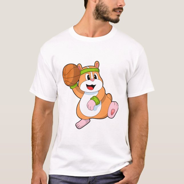 Hamster as Basketball player with Basketball T-Shirt (Front)
