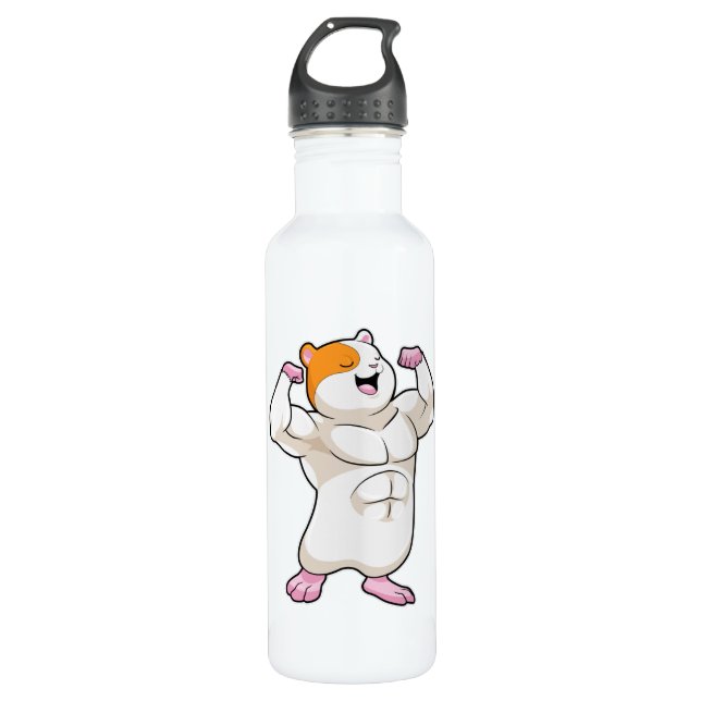 Hamster as Bodybuilder with big Muscles 710 Ml Water Bottle (Front)
