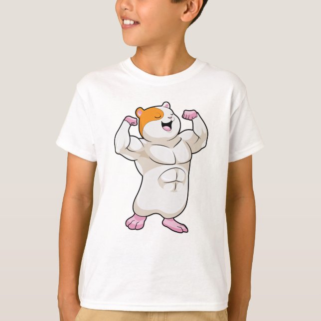 Hamster as Bodybuilder with big Muscles T-Shirt (Front)