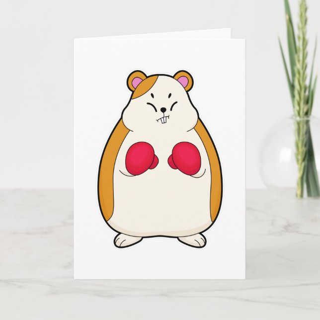 Hamster as Boxer with Boxing gloves Card (Front)