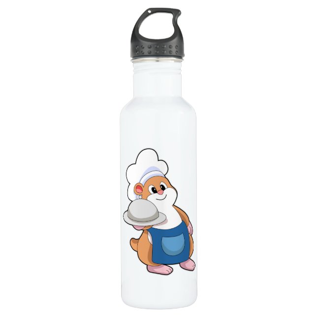 Hamster as Cook with Platter 710 Ml Water Bottle (Front)
