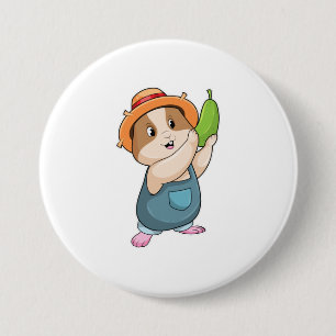 Hamster as Farmer with Zucchini 7.5 Cm Round Badge