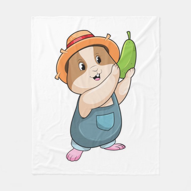 Hamster as Farmer with Zucchini Fleece Blanket (Front)