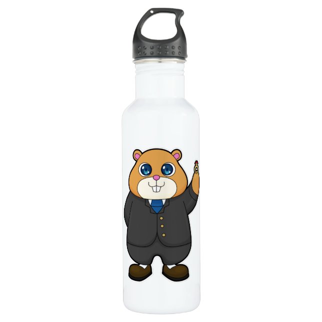 Hamster as Groom with Wedding ring 710 Ml Water Bottle (Front)