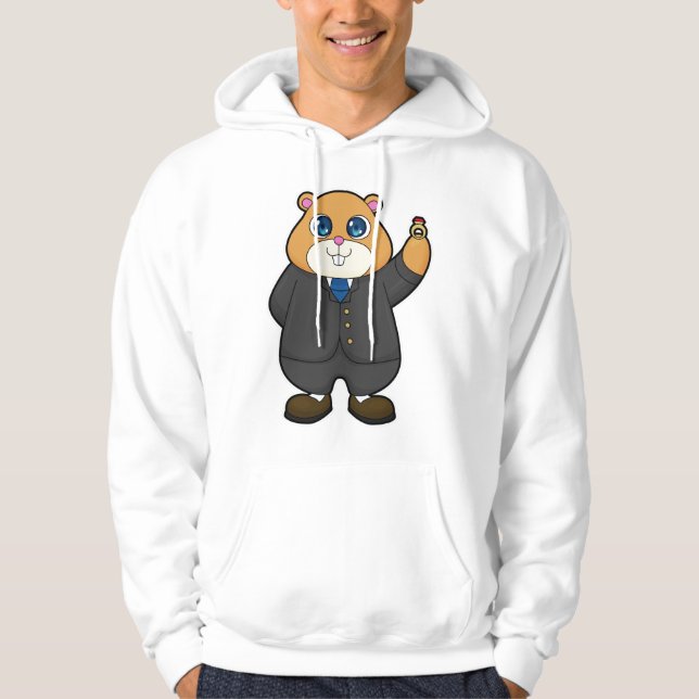 Hamster as Groom with Wedding ring Hoodie (Front)