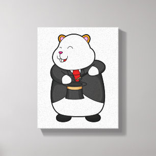 Hamster as Magician with Magic wand & Hat Canvas Print