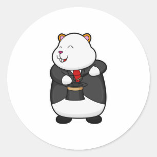 Hamster as Magician with Magic wand & Hat Classic Round Sticker