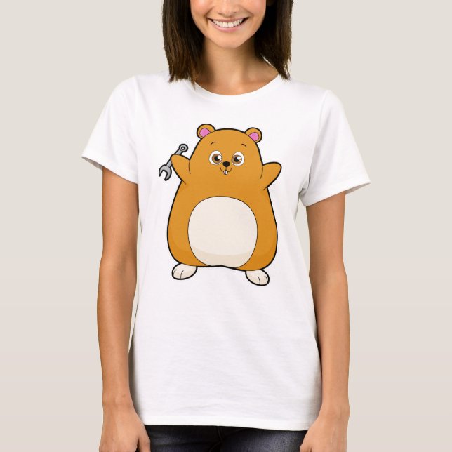 Hamster as Mechanic with Wrench T-Shirt (Front)