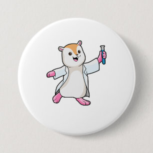 Hamster as Scientist with Test tube 7.5 Cm Round Badge