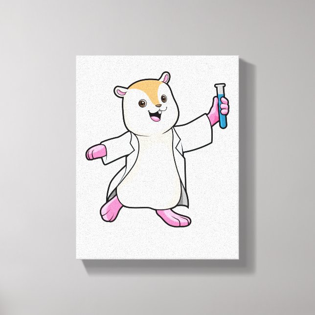 Hamster as Scientist with Test tube Canvas Print (Front)