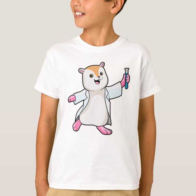 Hamster as Scientist with Test tube T-Shirt (Front)