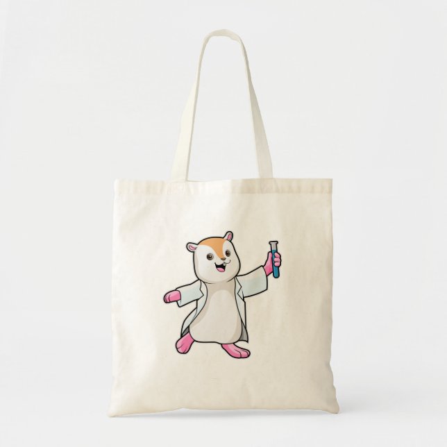 Hamster as Scientist with Test tube Tote Bag (Front)