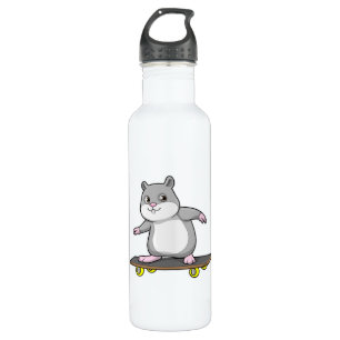 Hamster as Skater with Skateboard 710 Ml Water Bottle