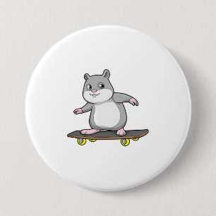 Hamster as Skater with Skateboard 7.5 Cm Round Badge