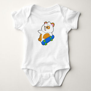 Hamster as Skater with Skateboard Baby Bodysuit