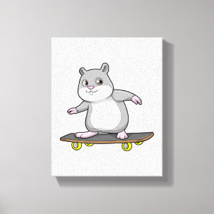 Hamster as Skater with Skateboard Canvas Print