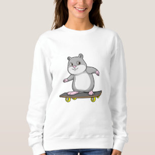 Hamster as Skater with Skateboard Sweatshirt
