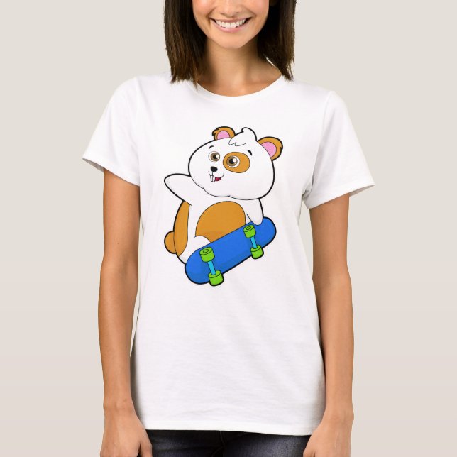 Hamster as Skater with Skateboard T-Shirt (Front)