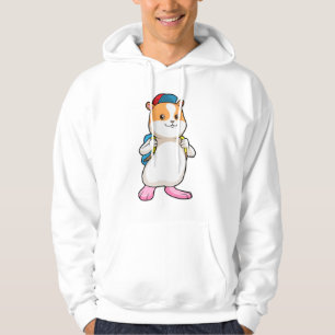 Hamster as Student with Backpack & Cap Hoodie