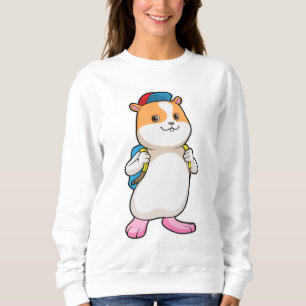 Hamster as Student with Backpack & Cap Sweatshirt