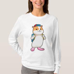 Hamster as Student with Backpack & Cap T-Shirt