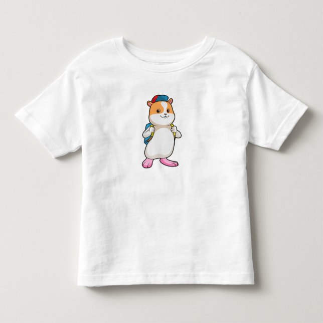Hamster as Student with Backpack & Cap Toddler T-Shirt (Front)