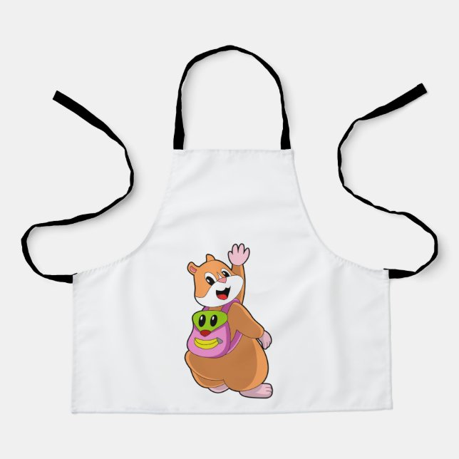 Hamster as Student with Backpack.PNG Apron (Front)