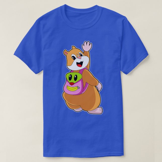 Hamster As Student With Backpack  T-Shirt (Design Front)