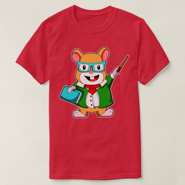 Hamster as Teacher with Book Jacket T-Shirt (Design Front)