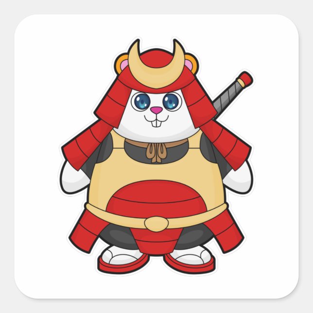 Hamster as Warrior with Armour Square Sticker (Front)