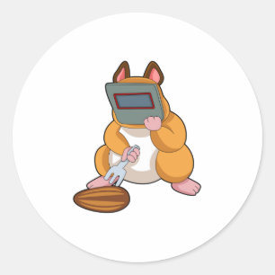 Hamster as Welder.PNG Classic Round Sticker