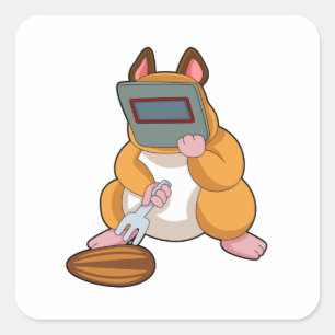 Hamster as Welder.PNG Square Sticker