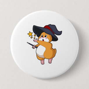Hamster as Wizard with Magic wand 7.5 Cm Round Badge