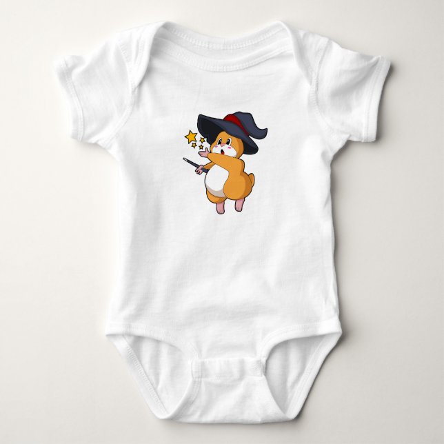 Hamster as Wizard with Magic wand Baby Bodysuit (Front)