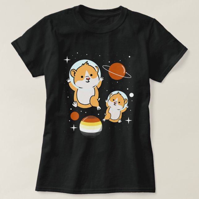 Hamster Astronaut Gay Bear Pride T-Shirt (Design Front)