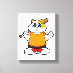 Hamster at Baseball with Baseball bat Canvas Print