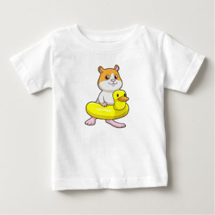 Hamster at Beach with Duck as Swim ring Baby T-Shirt