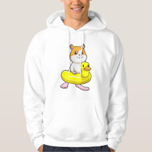 Hamster at Beach with Duck as Swim ring Hoodie