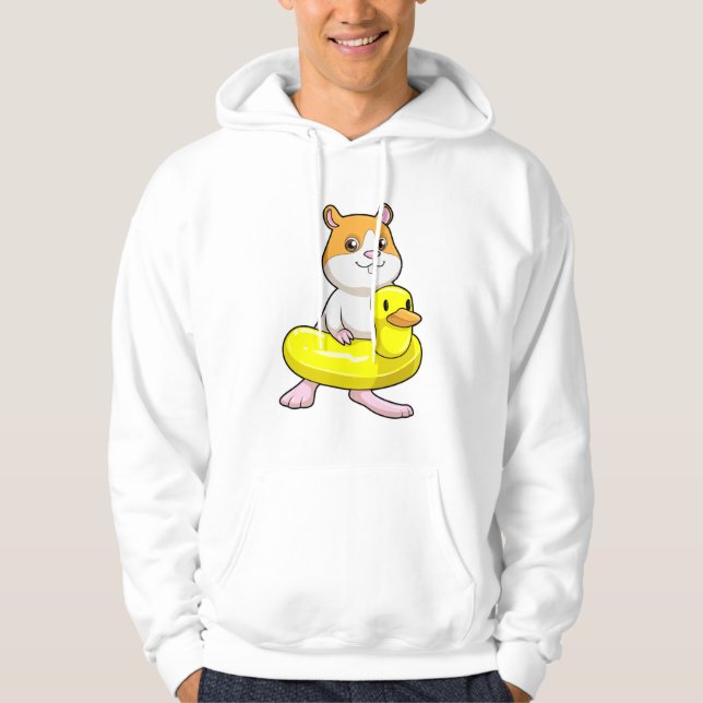 Hamster at Beach with Duck as Swim ring Hoodie (Front)