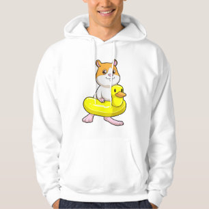 Hamster at Beach with Duck as Swim ring Hoodie