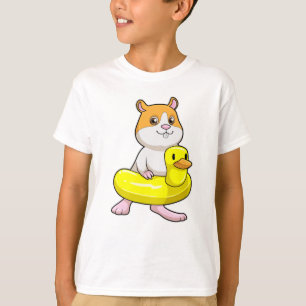 Hamster at Beach with Duck as Swim ring T-Shirt