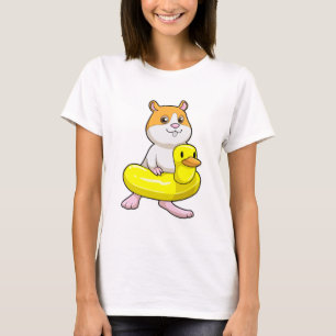Hamster at Beach with Duck as Swim ring T-Shirt