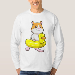 Hamster at Beach with Duck as Swim ring T-Shirt
